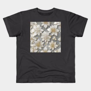 flower abstract water color, pastel, golden and fabric flowers seamless pattern unique style Kids T-Shirt